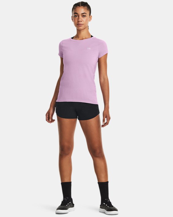 Women's HeatGear® Armour Short Sleeve in Purple image number 2